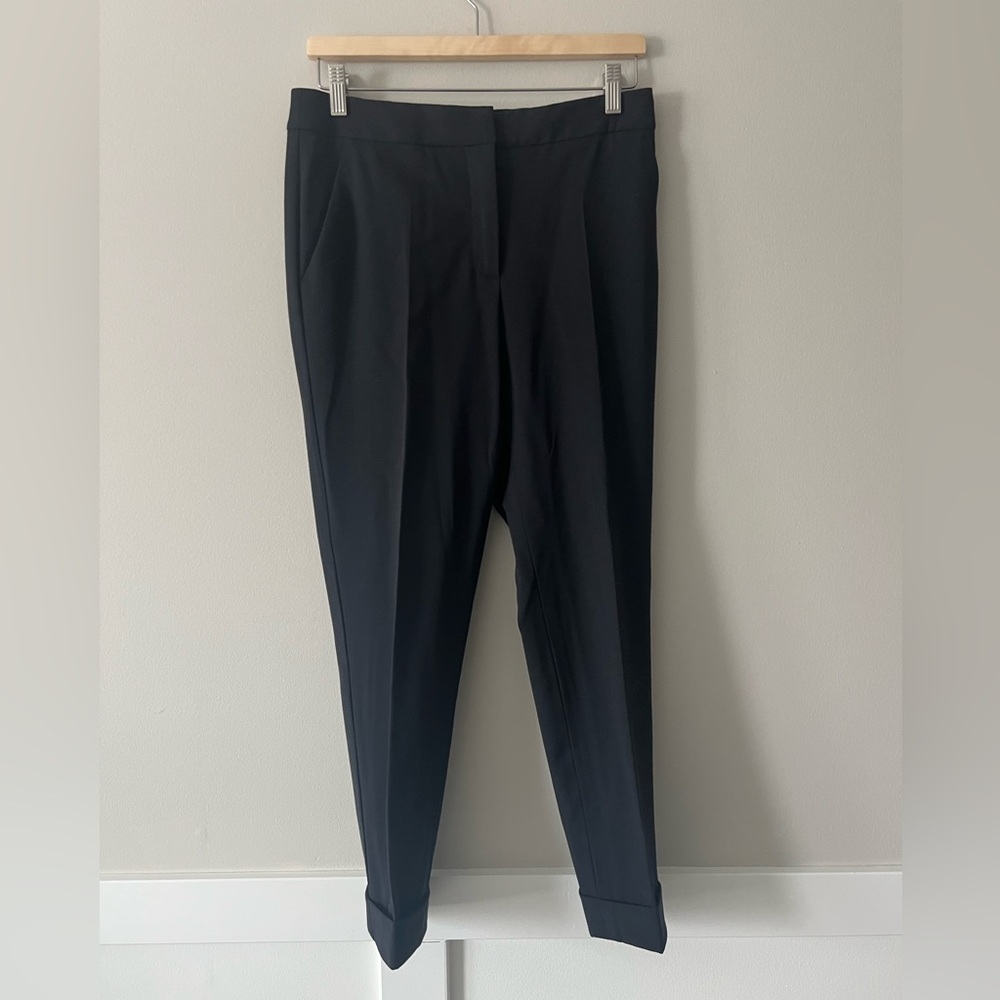 MaxMara Black Tailored Ankle Pants Slim Tapered Cuffed Hem Italy